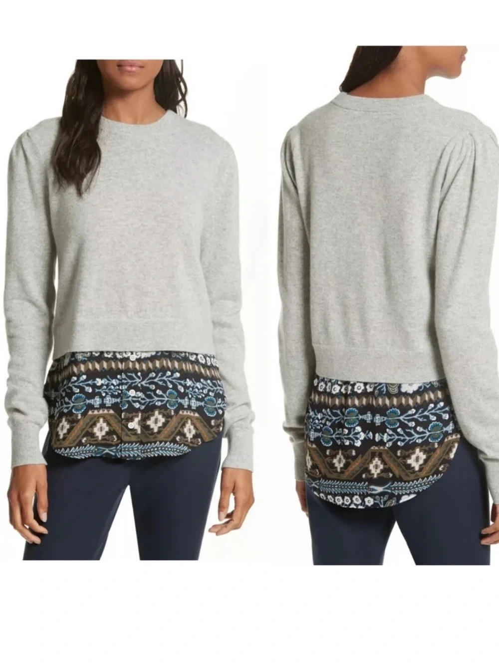 Veronica Beard Jenson Layered Hem Cashmere Sweater
